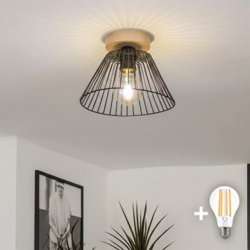 Brilagi - LED-Aufbau-Deckenleuchte CERIA WIRE 1x E27/40W/230V, Ø 21 cm, schwarz/Eiche