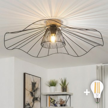 Brilagi - LED Aufbau-Deckenleuchte CERIA WIRE 1xE27/40W/230V Ø 80 cm Schwarz/Eiche