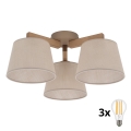 BRILAGI - LED-Aufbau-Deckenleuchte LATTE SABIA 3xE27/15W/230V Kiefer/beige