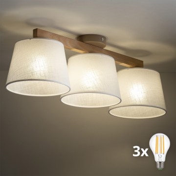 BRILAGI - LED-Aufbau-Deckenleuchte LATTE SABIA 3xE27/15W/230V Kiefer/weiß