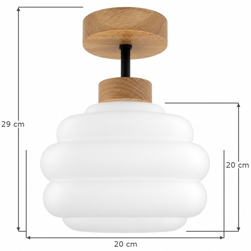 BRILAGI - LED-Aufbau-Deckenleuchte RETRO GLASS 1xE27/60W/230V Ø 20 cm Eiche/Weiß