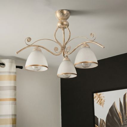 Brilagi - LED-Aufbau-Kronleuchter ANTICO 3xE27/60W/230V weiß patiniert