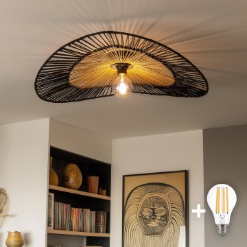 Brilagi - LED-Aufbauleuchte CERIA BOHO 1xE27/40W/230V Ø 50 cm schwarz/braun/Eiche