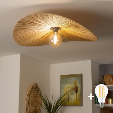 Brilagi - LED-Aufbauleuchte CERIA BOHO 1xE27/40W/230V Ø 80 cm Raffia