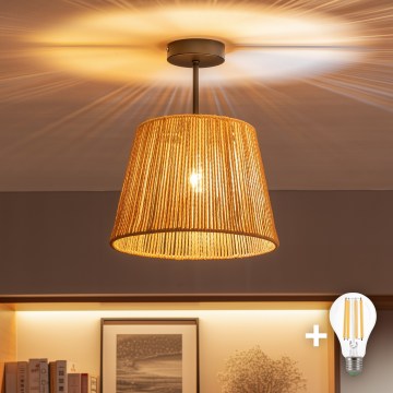 Brilagi - LED-Aufbauleuchte CERIA BOHO 1xE27/60W/230V Ø 28 cm schwarz/braun