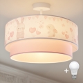 Brilagi - LED-Aufbauleuchte für Kinder BOBO 1xE27/10W/230V Ø 40 cm creme/rosa mit Hasenmotiv