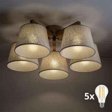BRILAGI - LED-Aufbauleuchte LATTE SABIA 5xE27/15W/230V Kiefer/Creme