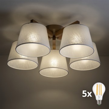 BRILAGI - LED-Aufbauleuchte LATTE SABIA 5xE27/15W/230V Kiefer/weiß
