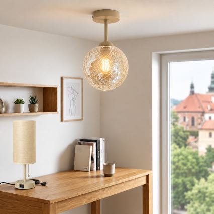 BRILAGI - LED Aufputz-Deckenleuchte RETRO GLASS 1xE27/60W/230V Ø 17 cm beige/rauchiges Beige