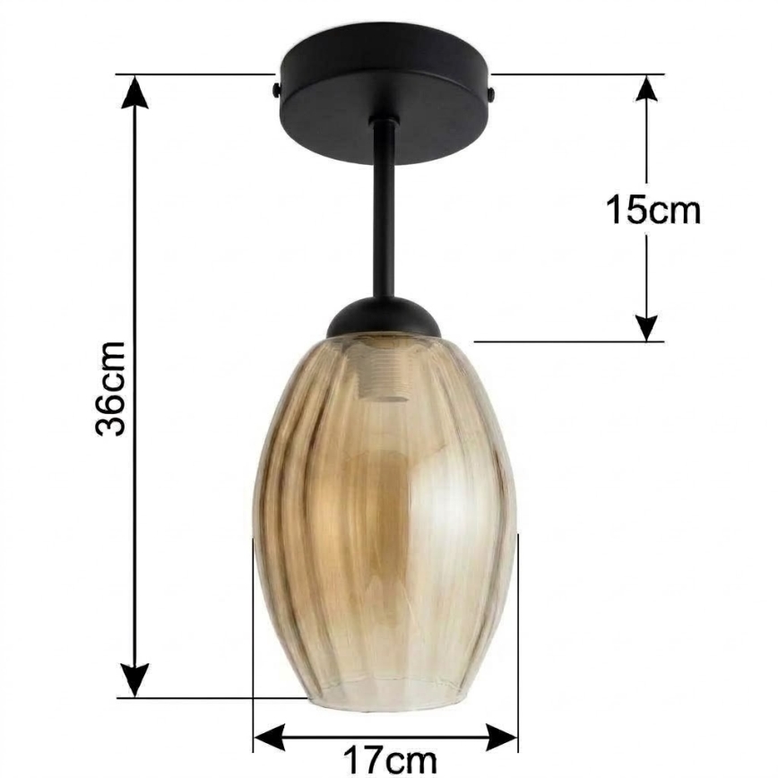 BRILAGI - LED Aufputz-Deckenleuchte RETRO GLASS 1xE27/60W/230V Ø 17 cm schwarz/rauchbeige