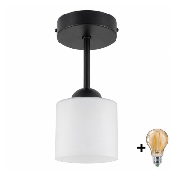 BRILAGI - LED-Aufbauleuchte RETRO GLASS 1xE27/60W/230V Ø 10 cm schwarz/weiß