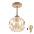 BRILAGI - LED-Aufbauleuchte RETRO GLASS 1xE27/60W/230V Ø 18 cm beige/rauchbeige