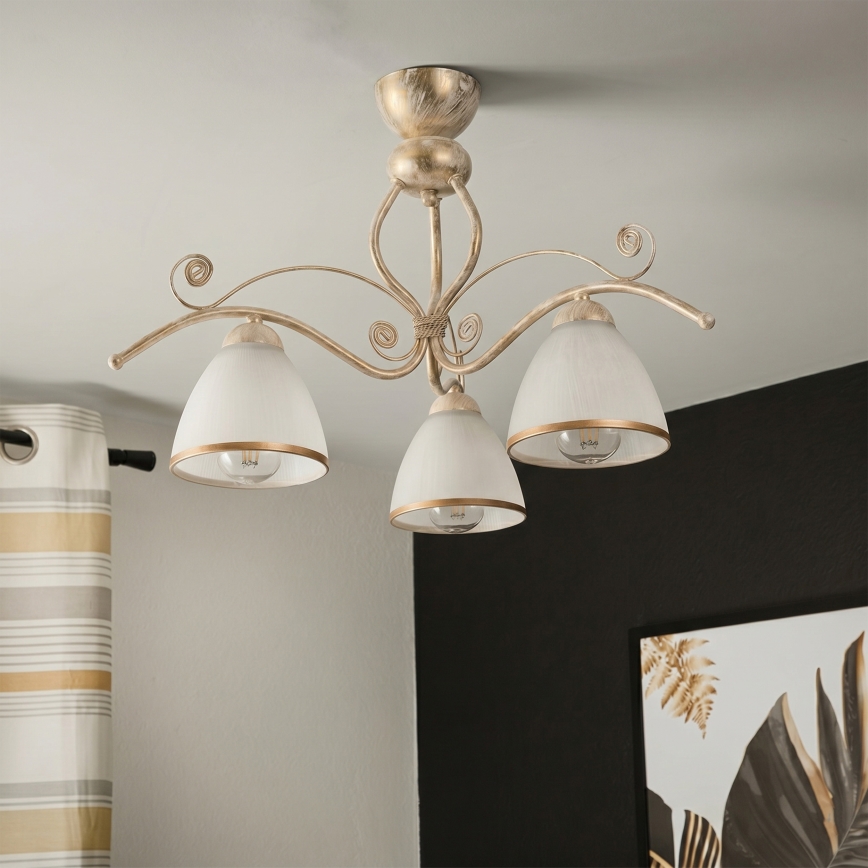 Brilagi - LED Aufgesetzte Deckenleuchte ANTICO 3xE27/60W/230V 3000K weiße Patina