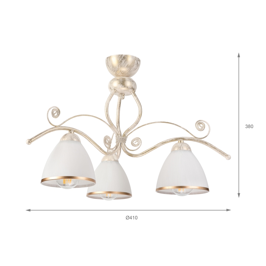 Brilagi - LED Aufgesetzte Deckenleuchte ANTICO 3xE27/60W/230V 3000K weiße Patina