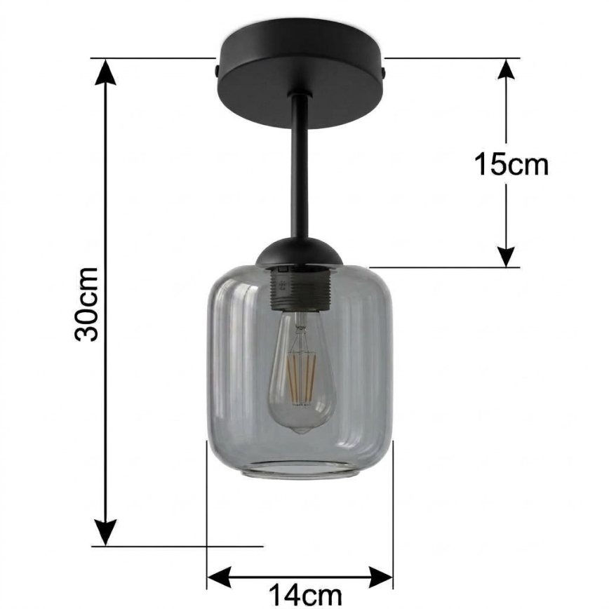 BRILAGI - LED Deckenleuchte RETRO GLASS 1xE27/60W/230V Ø 14 cm schwarz/rauchgrau
