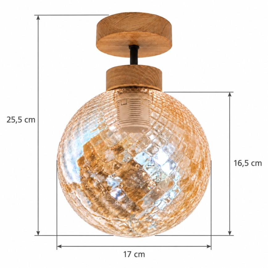 BRILAGI - LED aufgesetzte Deckenleuchte RETRO GLASS 1xE27/60W/230V Ø 17 cm Eiche/rauchiges Beige