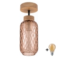 BRILAGI - LED aufgesetzte Deckenleuchte RETRO GLASS 1xE27/60W/230V Ø 14 cm Eiche/rauchbraun