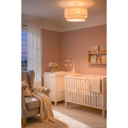 Brilagi - LED-Aufbauleuchte für Kinder BOBO 1xE27/10W/230V Ø 40 cm creme/rosa mit Hasenmotiv