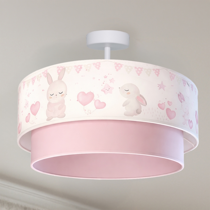 Brilagi - LED-Aufbauleuchte für Kinder BOBO 1xE27/10W/230V Ø 40 cm creme/rosa mit Hasenmotiv