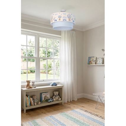 Brilagi - LED Kinder-Deckenleuchte BOBO 1xE27/10W/230V Ø 40 cm creme/blau mit Teddybären