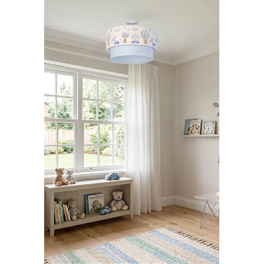 Brilagi - LED Kinder-Deckenleuchte BOBO 1xE27/10W/230V Ø 40 cm creme/blau mit Teddybären