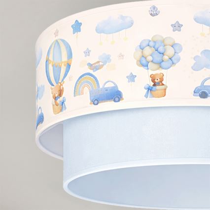 Brilagi - LED Kinder-Deckenleuchte BOBO 1xE27/10W/230V Ø 40 cm creme/blau mit Teddybären