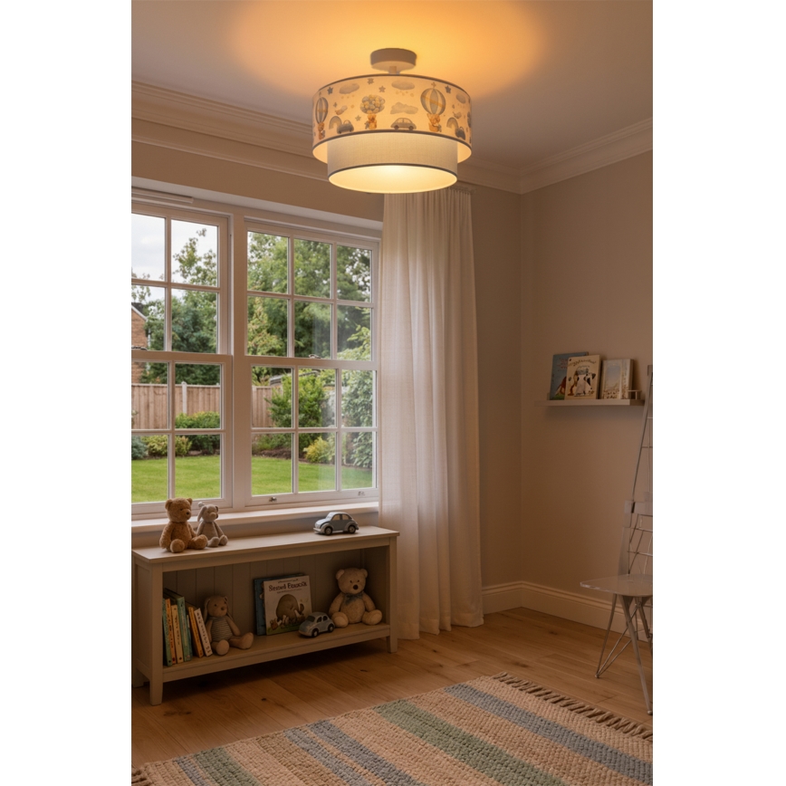 Brilagi-LED aufgesetzte Kinder-Deckenleuchte BOBO 1xE27/60W/230V Ø40 cm creme/blau mit Bärenmotiv