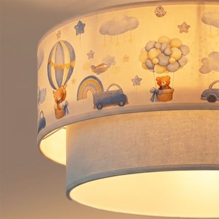 Brilagi-LED aufgesetzte Kinder-Deckenleuchte BOBO 1xE27/60W/230V Ø40 cm creme/blau mit Bärenmotiv