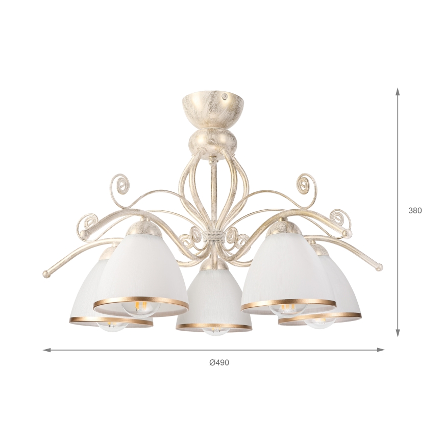 Brilagi - LED-Aufputz-Deckenleuchte ANTICO 5xE27/60W/230V 3000K weiße Patina
