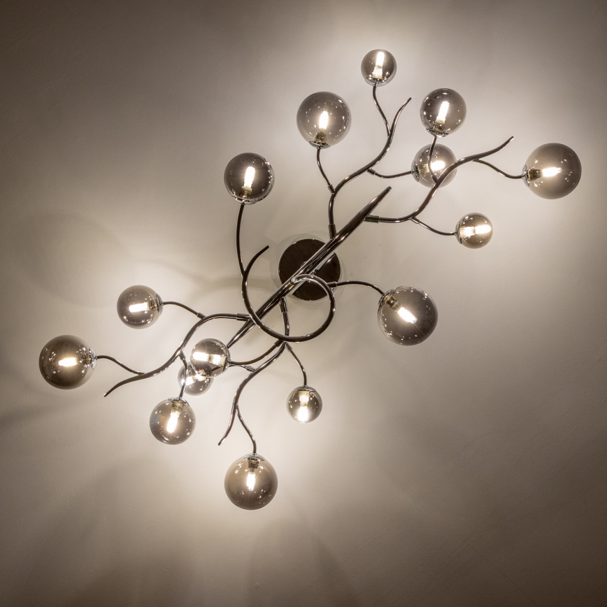 Brilagi - LED-Aufputz-Deckenleuchte MISTEL 15xG9/3W/230V schwarz-chrom/rauchglas