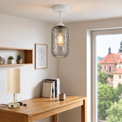 BRILAGI - LED-Aufbauleuchte RETRO GLASS 1xE27/60W/230V Ø 14 cm weiß/rauchgrau