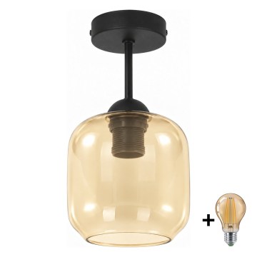 BRILAGI - LED Aufputz-Deckenleuchte RETRO GLASS 1xE27/60W/230V Ø 14 cm schwarz/rauchbeige