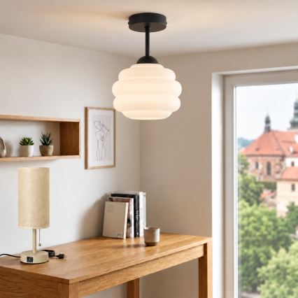 BRILAGI - LED-Aufputz-Deckenleuchte RETRO GLASS 1xE27/60W/230V Ø 20 cm schwarz/weiß