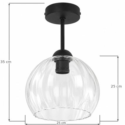 BRILAGI - LED-Aufputz-Deckenleuchte RETRO GLASS 1xE27/60W/230V Ø 25 cm schwarz/klar