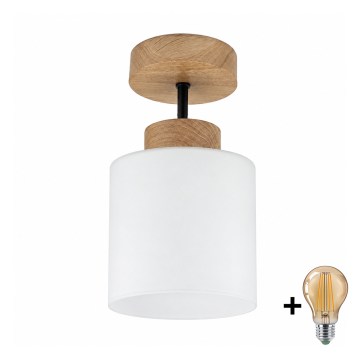 BRILAGI - LED-Aufputzleuchte RETRO GLASS 1xE27/60W/230V Ø 10 cm Eiche/Weiß