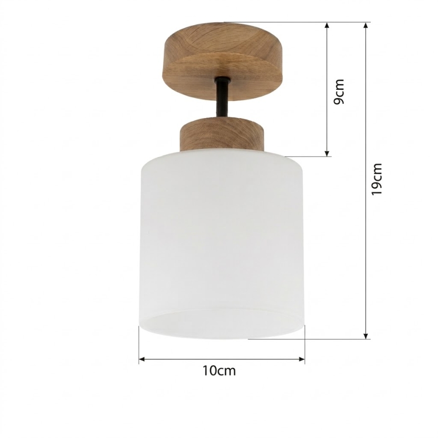 BRILAGI - LED-Aufputzleuchte RETRO GLASS 1xE27/60W/230V Ø 10 cm Eiche/Weiß