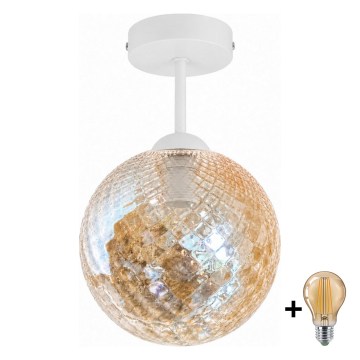 BRILAGI - LED-Aufputzleuchte RETRO GLASS 1xE27/60W/230V Ø 17 cm weiß/rauchbeige