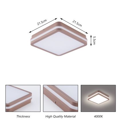 Brilagi - LED-Deckenleuchte für den Außenbereich BENE LED/18W/230V 21,5x21,5 cm braun IP54