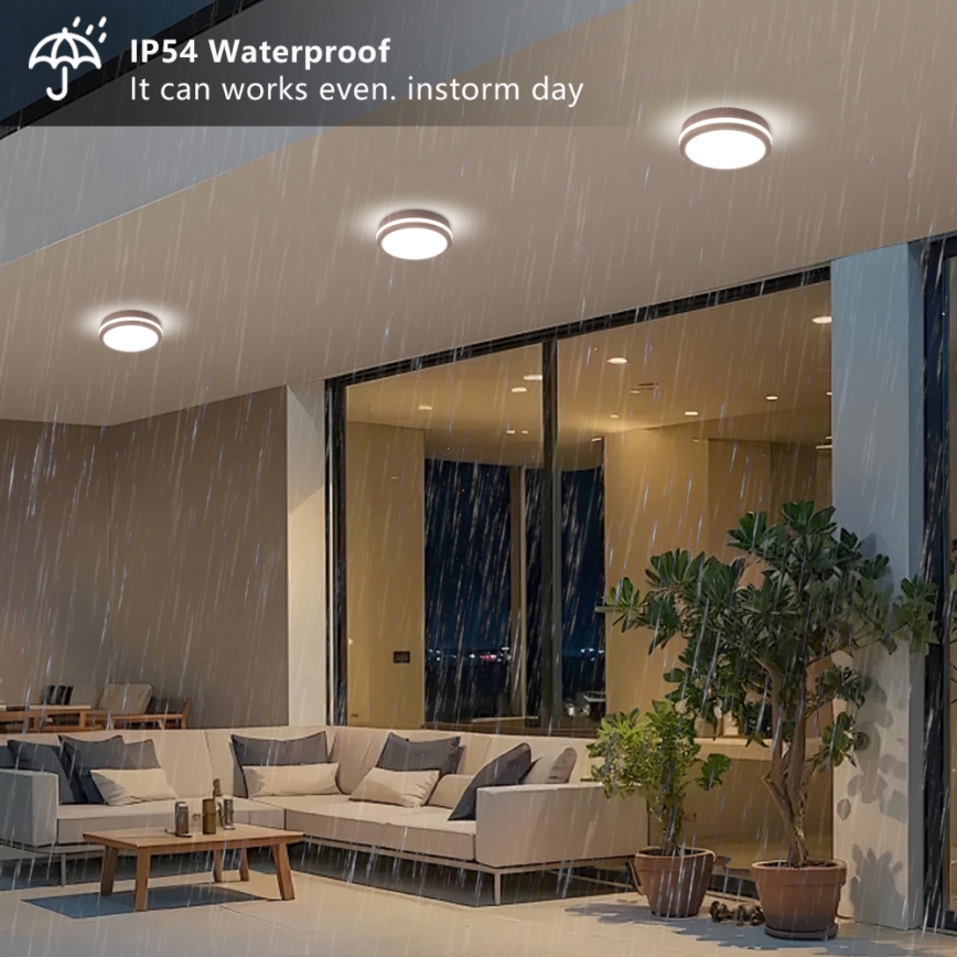 Brilagi - LED-Außen-Deckenleuchte BENE LED/18W/230V, Durchmesser 21,5 cm, braun, IP54