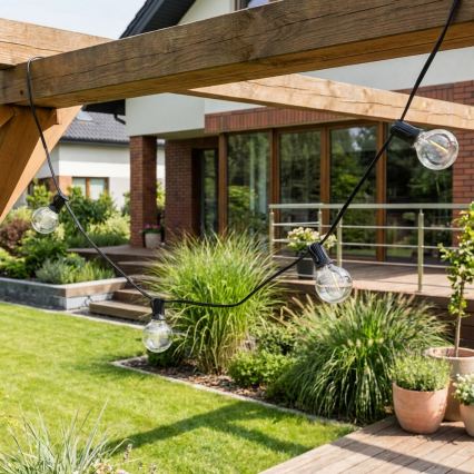 Brilagi - LED-Außen-Dekorationskette GIRLANDA 10xE12/0,6W/230V 8m schwarz IP44 warmweiß