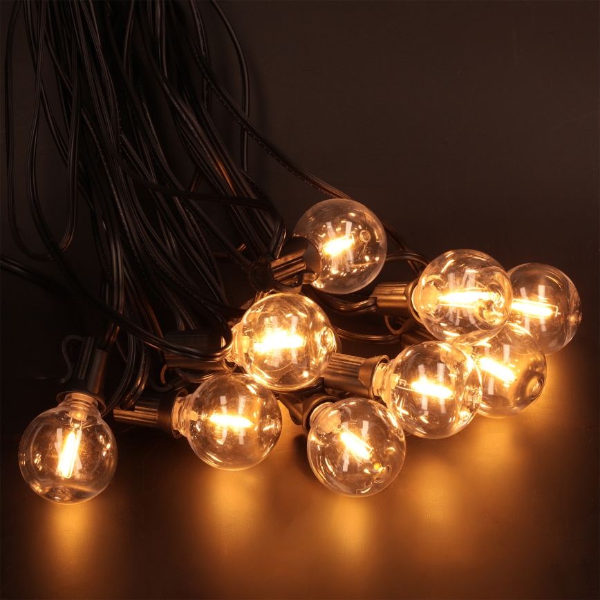 Brilagi - LED-Außen-Dekorationskette GIRLANDA 10xE12/0,6W/230V 8m schwarz IP44 warmweiß