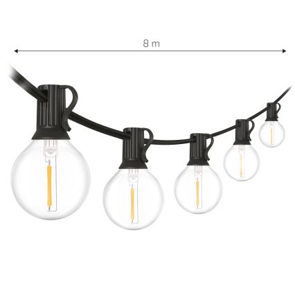 Brilagi - LED-Außen-Dekorationskette GIRLANDA 10xE12/0,6W/230V 8m schwarz IP44 warmweiß