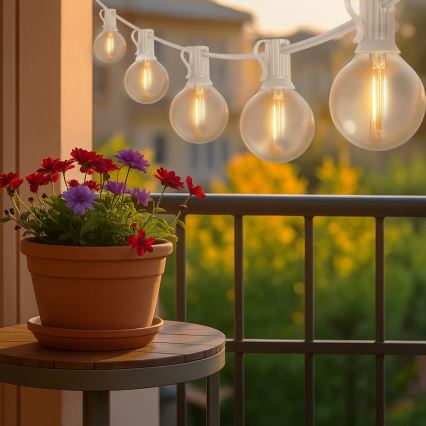 Brilagi - LED Außen-Lichterkette GIRLANDA 10xE12/0,6W/230V 8m weiß IP44 warmweiß