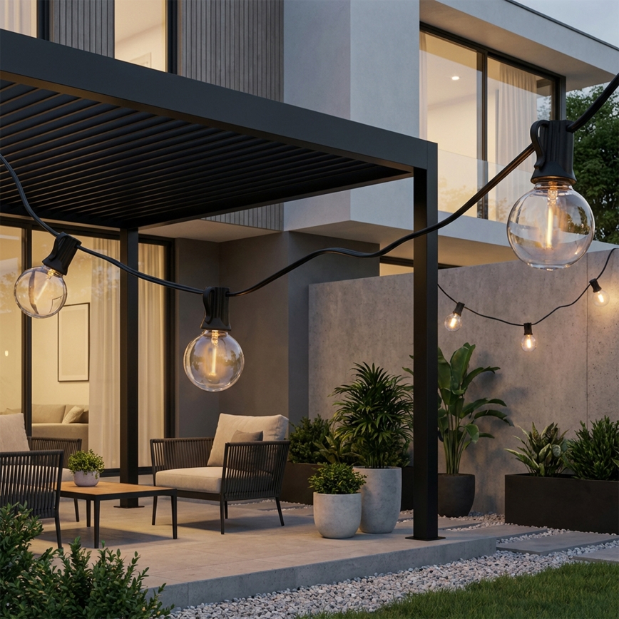 Brilagi - LED-Außen-Lichterkette GIRLANDA 25xE12/0,36W/24V 20m schwarz IP44 warmweiß