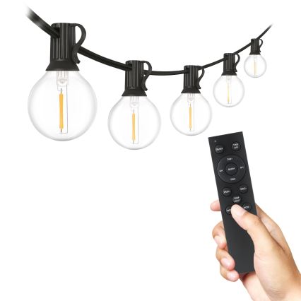 Brilagi - LED-Dekorations-Lichterkette für den Außenbereich GIRLANDA, 25×E12 / 0,6 W / 230 V, 20 m, schwarz, IP44, warmweiß, mit Fernbedienung