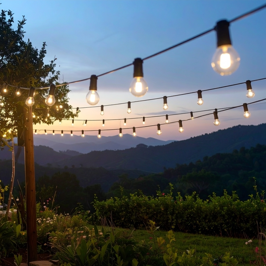 Brilagi - LED-Dekorations-Lichterkette für den Außenbereich GIRLANDA, 25×E12 / 0,6 W / 230 V, 20 m, schwarz, IP44, warmweiß, mit Fernbedienung