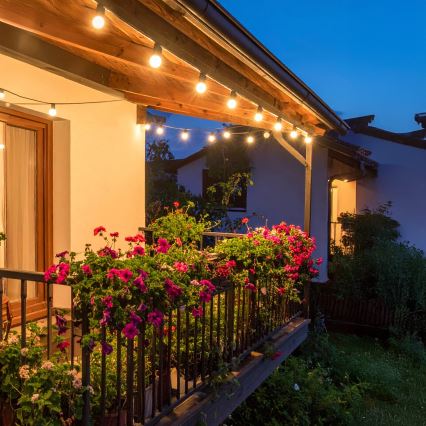 Brilagi - LED-Dekorations-Lichterkette für den Außenbereich GIRLANDA, 25×E12 / 0,6 W / 230 V, 20 m, schwarz, IP44, warmweiß, mit Fernbedienung