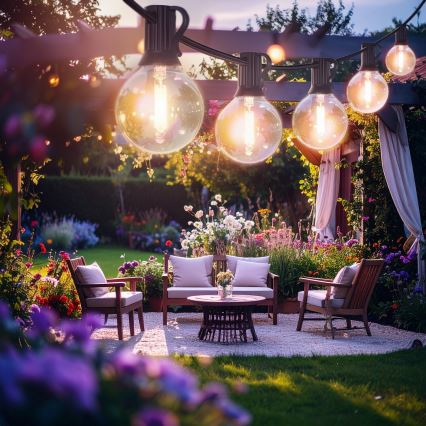 Brilagi - LED-Dekorations-Lichterkette für den Außenbereich GIRLANDA, 25×E12 / 0,6 W / 230 V, 20 m, schwarz, IP44, warmweiß, mit Fernbedienung