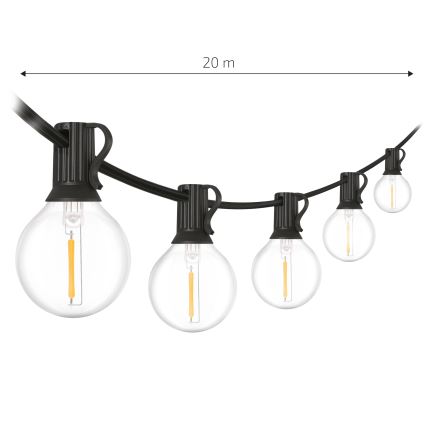 Brilagi - LED-Dekorations-Lichterkette für den Außenbereich GIRLANDA, 25×E12 / 0,6 W / 230 V, 20 m, schwarz, IP44, warmweiß, mit Fernbedienung