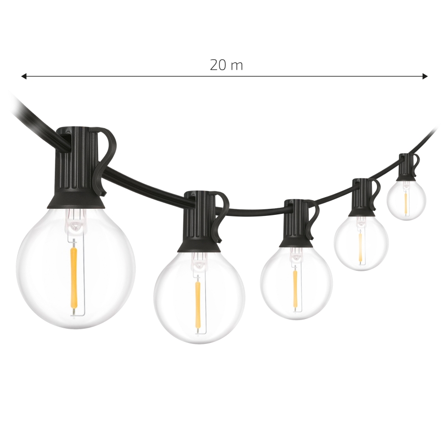 Brilagi - LED-Dekorations-Lichterkette für den Außenbereich GIRLANDA, 25×E12 / 0,6 W / 230 V, 20 m, schwarz, IP44, warmweiß, mit Fernbedienung